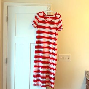 Red and white striped Old Navy Midi Dress
